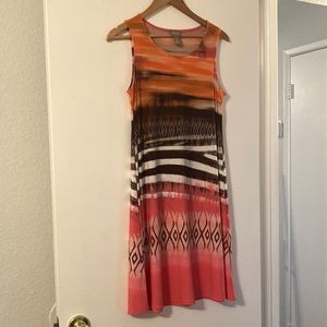Chicos size 0 Louis flowing dress range, vibrant pink and brown